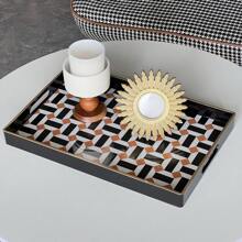 Zosenley Rectangular Tray - Decorative Tray, Plastic Tray With Handles Modern Vanity Tray Serving Tray For Ottoman, Coffee Table, Kitchen And Bathroom Halloween Christmas Costume Gifts 15.7 X 10.2 Inch Bathroom Decor Summer Back To School