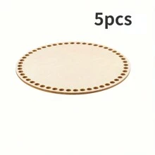 Bộ 5 món đồ thủ công đan giỏ móc - Đế tròn bằng gỗ, thích hợp cho giỏ tự làm và đồ thủ công trang trí nhà cửa - Nhiều màu - Xem 8