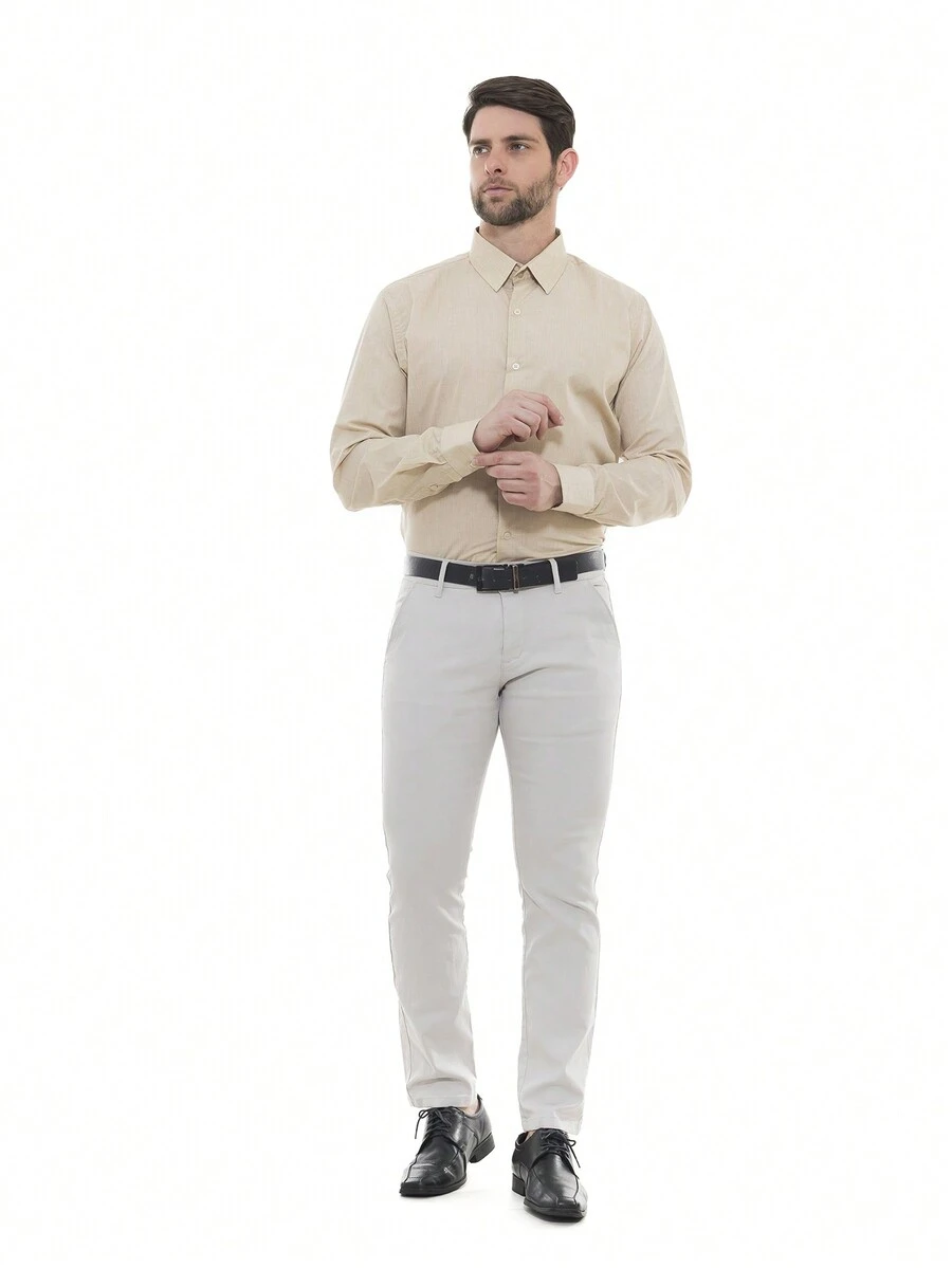 Men's 2-Piece KIT - Gray Fine Sports Twill Trousers And Beige Premium Linen Dress Shirt - Nhiều màu - Xem 1