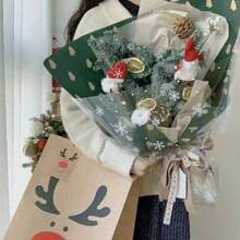 7 件/套多色混合圣诞包装纸，7 种圣诞礼品包装工艺纸，适用于办公室、家庭和花店装饰，可用于圣诞花、礼品盒、DIY 装饰 - 彩色 - 查看 6