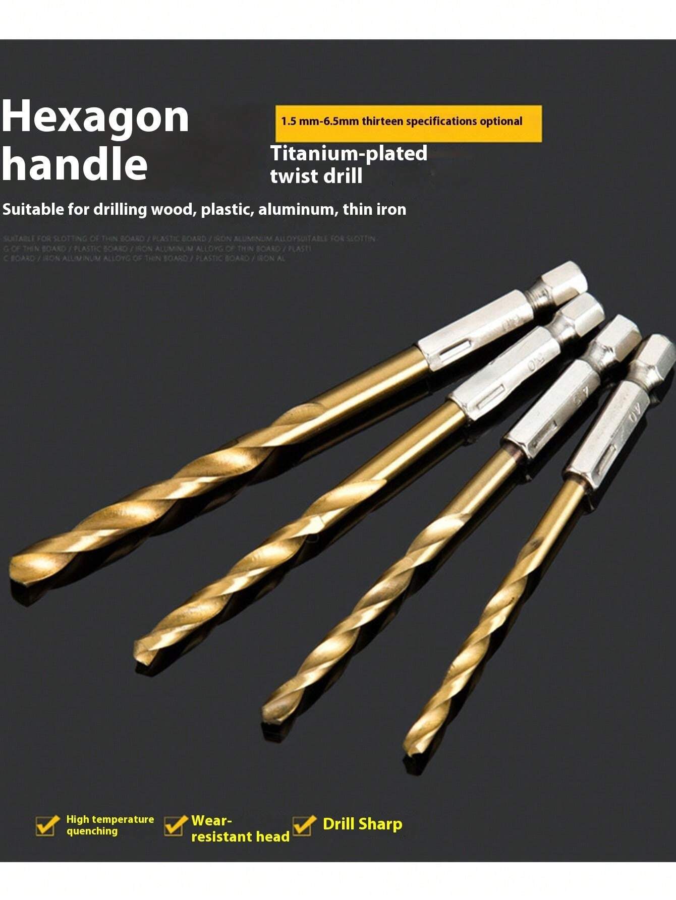 13pcs Hexagonal Handle Fried Dough Twists Drill Large And Small High