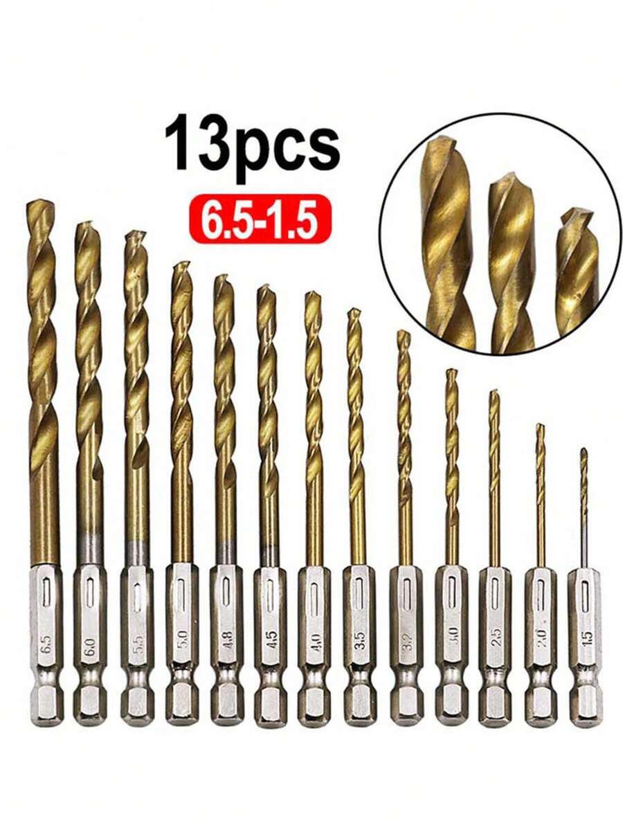 13pcs Hexagonal Handle Fried Dough Twists Drill Large And Small High