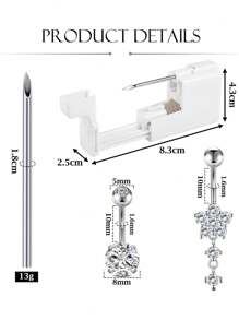 AVYRING 13 Stücke Bauchnabelpiercing-Set, Lange Bauchnabelpiercing-Pistolen-Nadeln-Set aus rostfreiem Stahl, Zunge, Ohr-Piercing-Pistole, Bauch-Lippen-Körper-Piercing-Nadel-Werkzeug-Sets, Nabelpiercing für Frauen