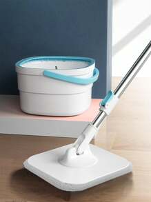 1set Slouchy Mop With Dirty Water Separation, Hand-Free Mop Bucket System, Home Rotating Mop Cleaner - Beige - View 4