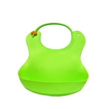 Flexible Waterproof Silicone Baby Bib With Crumb Catcher - Color Baby - 綠色 - 查看 1