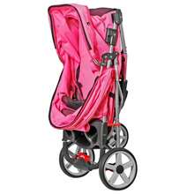 Foldable Pet Stroller, Cat/Dog Stroller With 3 Wheel, Pet Strolling Cart, Dog Travel Carrier With Storage Basket + Cup Holder (Pink) - 粉色 - 查看 9