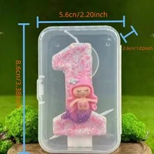 创意蛋糕数字生日蜡烛粉色美人鱼生日派对手工装饰 - 彩色 - 查看 12