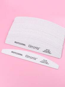klimonla 5/10/25/50pcs Half Moon Shaped Professional Nail File With 80/80, 100/180 Grit Nail File Strips