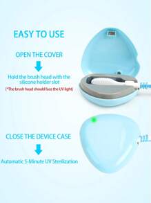 Portable Toothbrush Cleaner Case Rechargeable Toothbrush Sanitizer Cover With U V-C Light, Travel Toothbrush Holder - Blue - View 3
