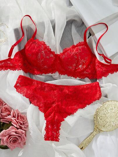 Lace Trim Sexy Lingerie Set For Women For Rave For Going Out, Baddie Look