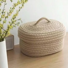 Cirelle Hộp đựng đồ bằng rơm đan thủ công tự nhiên, Thiết kế đơn giản, Hộp đựng đồ trang điểm, Chống bụi, Để bàn, Phong cách Nhật Bản, Đồ lặt vặt & Đồ may vá, Giỏ đựng đồ bằng mây & cỏ biển Coastal Vibes, Giỏ Boho có khung kim loại hình học, Chậu cây hỗn hợp tự nhiên để trang trí nhà bãi biển - Màu Khaki - Xem 6