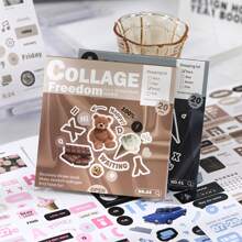 20 hojas de libro de pegatinas, suministros para diarios improvisados, tiras largas de pegatinas de PET para collage, pegatinas DIY para scrapbooking, arte de collage, papelería, planificador y decoración - Multicolor - Ver 7