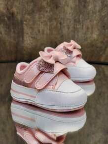 Newborn Baby Girl Pink Sneakers With Sole For Christening - 粉色 - 查看 4
