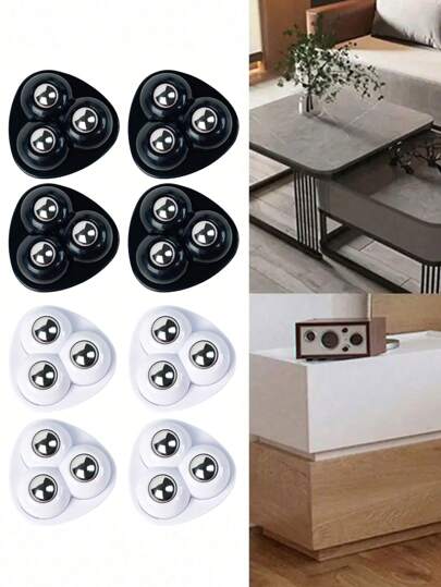 4pcs Stainless Steel Self-Adhesive Universal Wheel Pulley For Household Storage Box And Cupboard