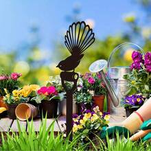 1 件乡村风格花园装饰：1 件铁锹上的鸟金属雕像 - 非常适合您的户外露台！ - 黑色-GT0013 - 查看 7