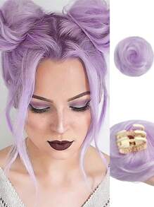 1 件合成假发 - 迷你爪夹凌乱猫耳假发发髻，接发假发配件，角色扮演服装派对发饰，适合女士和女孩 - 彩色 - 查看 2