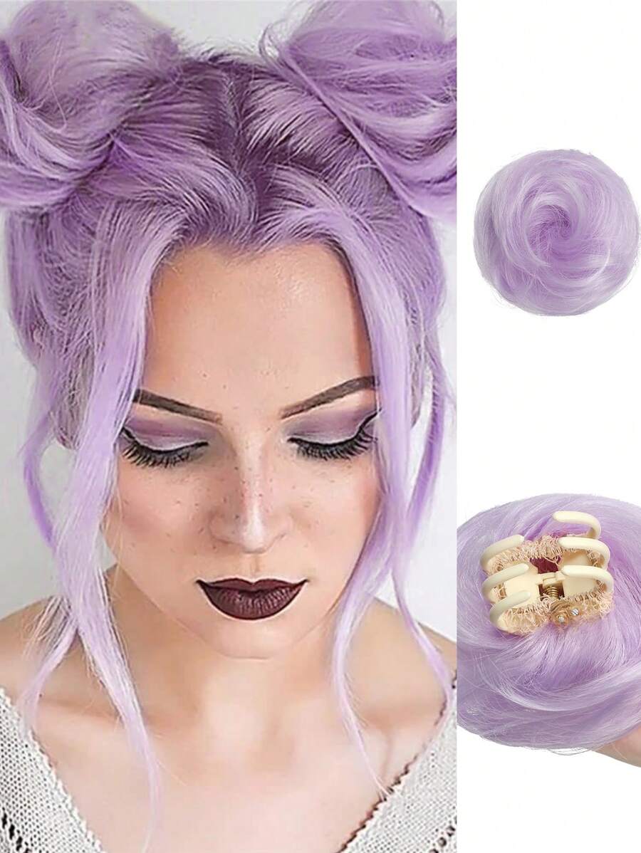 1 件合成假发 - 迷你爪夹凌乱猫耳假发发髻，接发假发配件，角色扮演服装派对发饰，适合女士和女孩