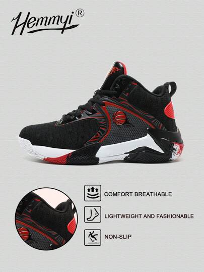 Hemmyi New Outdoor Basketball Shoes, Men's Athletic Sneakers With Rubber Sole, Comfortable & Breathable