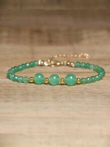 gxtbw Pulsera de curación de estilo bohemio simple con piedras naturales | Piedra de Dong Ling verde y piedra de ojo de tigre con cuentas redondas combinadas con diseño facetado | Pulsera hecha a mano con cierre de langosta ajustable de acero inoxidable y encanto de metal | Regalo de aniversario y regalo de cumpleaños