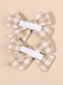 bilicaca 4 件装 幼儿女孩格子蝴蝶结装饰发夹，适合圣诞节