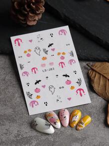 3 Gói Miếng Dán Móng Tay Halloween Hình Bí Ngô Ma Đầu Lâu Mạng Nhện Dơi Mèo Đen Miếng Dán Móng Tay Dính - Nhiều màu - Xem 6