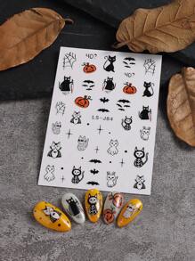 3 Gói Miếng Dán Móng Tay Halloween Hình Bí Ngô Ma Đầu Lâu Mạng Nhện Dơi Mèo Đen Miếng Dán Móng Tay Dính - Nhiều màu - Xem 8