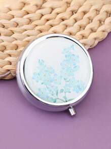 1 件花卉图案可折叠药品收纳盒，薄荷绿不锈钢圆形药丸分配盒，适用于户外、便携式配件收纳 - 薄荷綠 - 查看 21