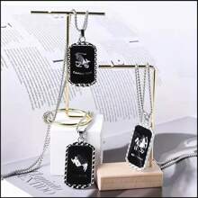 1 pezzo Collana con pendente a doppia faccia in acciaio inossidabile da uomo con i 12 segni zodiacali in 3D