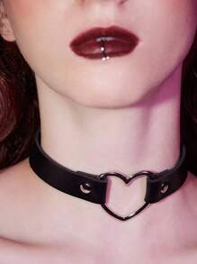1-9pcs Adjustable Gothic Punk Style Heart Rivet PU Leather Choker Necklace For Women - Leather Collar - View 6