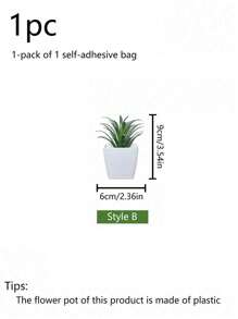 1 件/3 件套人造多肉迷你盆栽植物 - 适用于商店、家庭、客厅、卧室、浴室、书桌装饰 - 白綠色 - 查看 15