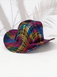 1 bucă pălărie de cowboy occidentală cu boruri cu volane, petrecere decorativă, spectacol, pălărie de festival