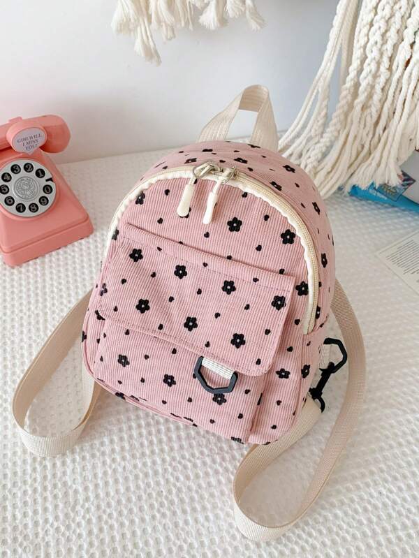 Cute And Sweet Corduroy Lightweight Large Capacity Backpack, Perfect For Traveling, Spring Outings, Going To School Or As A Small Bag, Print Location Is Random School Bag, Bag, Backpack, Mini Backpack Backpack School, Back To School Bags, Portable, Classic Casual, Suitable For Teen Girls Women College Students, Perfect For Back To School, First Day Of School, Elementary School, Preppy Backpack For School