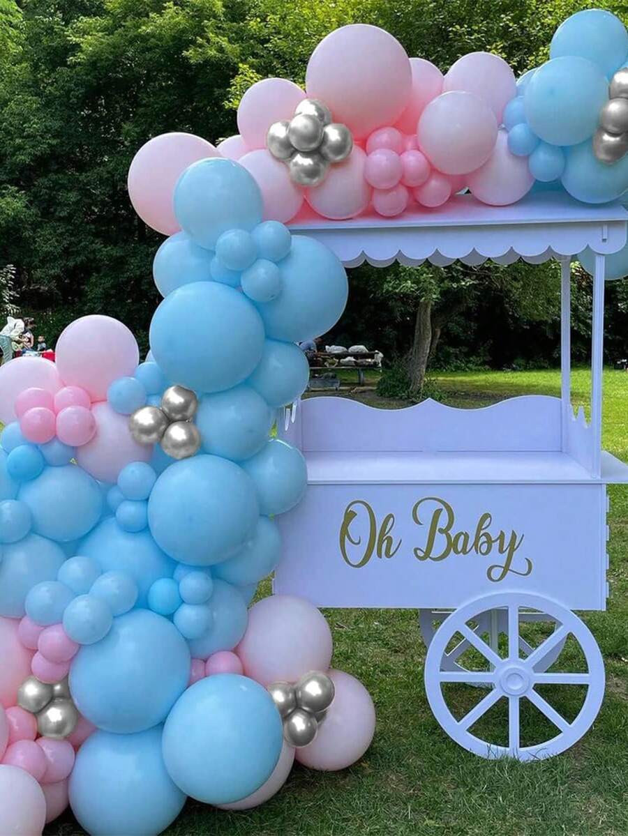139pcs Gender Reveal Balloon Garland Arch Kit With Pink And Blue