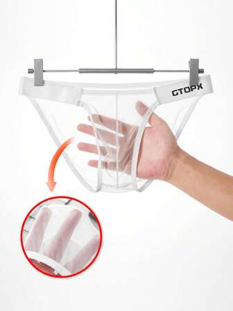 Men's Mesh Double-Sided Waistband Low-Rise Briefs With Bulge Pouch, Breathable And Comfortable Sexy Underwear