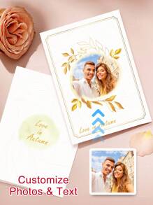 1pc Custom Photo & Text Autumn Greeting Card, Both Inside And Outside Pages Can Be Customized. The Perfect Valentine's Gift For Your Girlfriend Or Boyfriend.Birthday Card, Thank You Notes In The Fall, Celebrate The Harvest For The Autumn Festival Gathering Baby Shower Family Decorations Gifts Winter Eve Gifts Back To School Winter Gift Ideas Boy Girl Valentine's Day