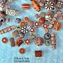 25 克/0.88 盎司复古仿木风格混合亚克力珠大孔各种形状适合 DIY 珠宝制作和手工制作 - 混色 - 查看 6