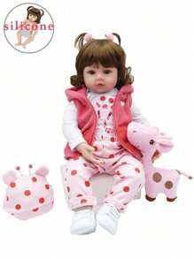 Full Soft Vinyl Baby Like Real 48 CM Reborn Doll 19 Inch Newborn Baby Cute Art Toy Birthday Gift (Some Parts Random, Including Pacifier, Bottle, Diaper, Plush Toy And Clothes Set) - Hot Pink - View 3