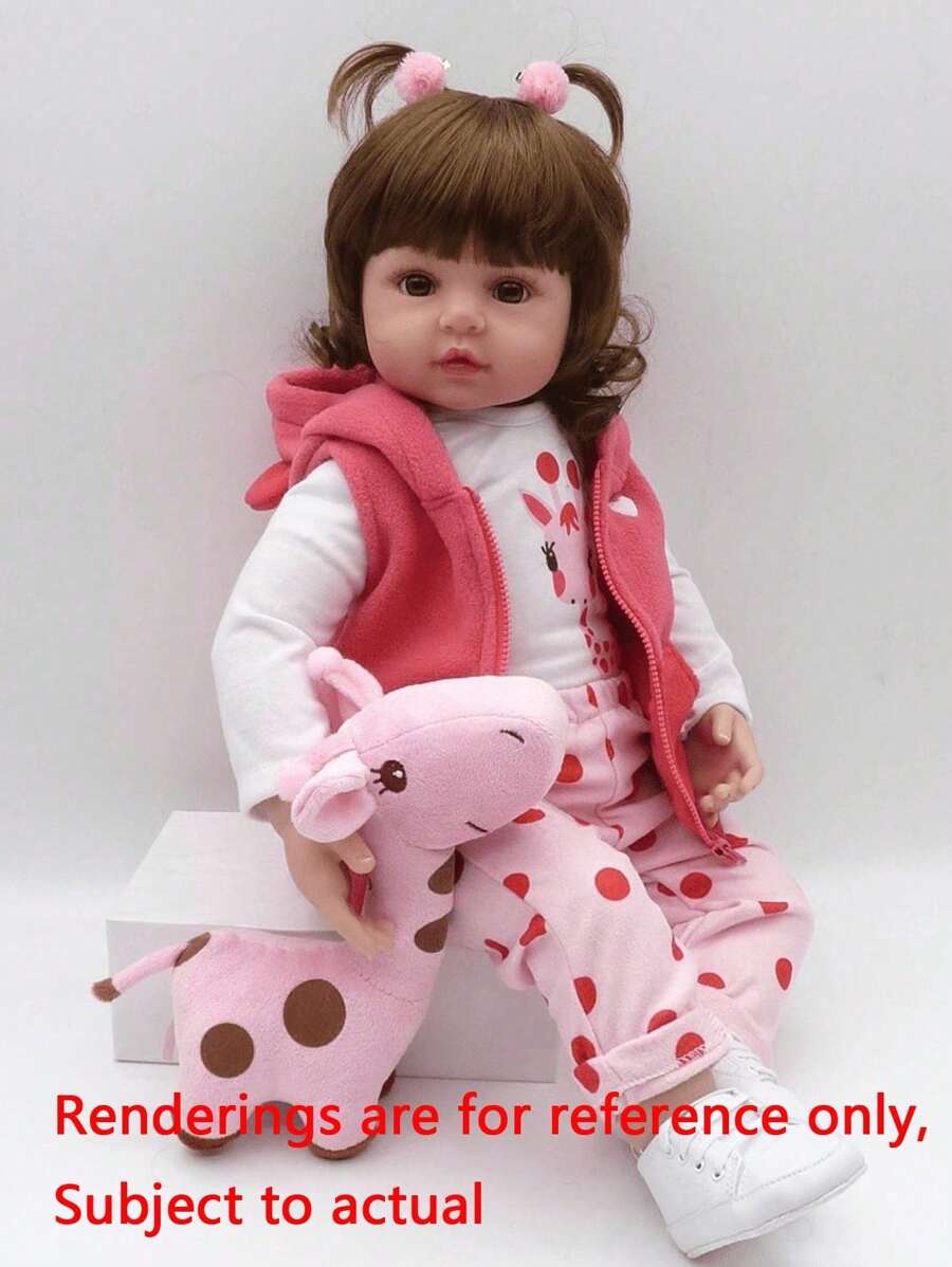 Full Soft Vinyl Baby Like Real 48 CM Reborn Doll 19 Inch Newborn Baby Cute Art Toy Birthday Gift (Some Parts Random, Including Pacifier, Bottle, Diaper, Plush Toy And Clothes Set) - Hot Pink - View 1