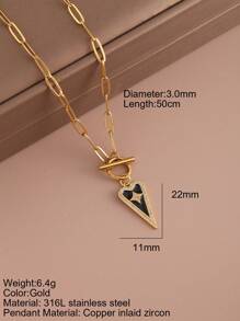 1 pieza Collar con colgante de ojo y corazón con cadena de cierre de acero inoxidable, joyería de moda para mujer, regalo de Halloween, San Valentín, mamá, madre, Día de la Madre