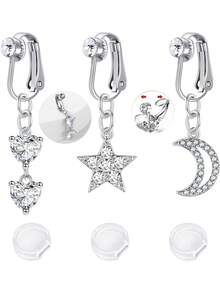 AVYRING 3 件装假肚脐环 假肚脐环 夹式肚脐环 不锈钢非穿孔假肚脐环 女士 - 彩色 - 查看 12