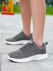 2024 新款男士休闲运动鞋，厚底，轻便，透气，柔软，舒适，减震 - 灰色 - 查看 4