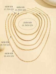 5pcs/Set Simple Braided Bead Chain Necklaces, Gold Tone, Layered Pendant Necklace Set For Women Daily And Party Wear