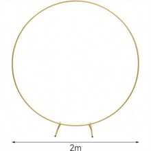 2M Round Hoop Balloon Arch Backdrop Flower Gold Display Stand Frame Wedding - Gold - View 2