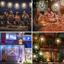 4 Pack Each Set, Suspended Solar Fireworks Light, 240/360 Leds Star Burst Light, Outdoor Waterproof, 8-Mode With Remote Control, Fairy Light, Eaves Garden Tree Christmas Decorative Light Warm White - 彩色 - 查看 5