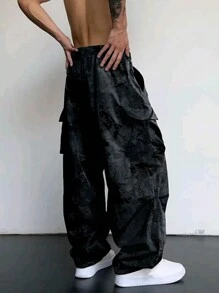1 Stück Herren Cargo Hose im Camouflage-Muster mit Mehrfach-Taschen, lässig, locker geschnitten für Strandmode, täglichen Weg zur Arbeit, Sporttraining, Outdoor-Aktivitäten, Fitness, Joggen, alltägliches Tragen, Straßenmode, knöchellang, Sommer