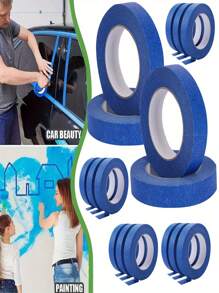 1 Roll Of 2.5cm/0.984in*13m/511.811in Blue Masking Tape, Painter's Tape, For Walls, Multi-Surface Masking Tape, Colored Craft Paper Tape For Trimming Edges, Auto Painting, Wall Painting, Crafting, Removable, Labeling - Blue - View 3