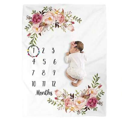 1 pezzo Copertina per registrare i traguardi del bambino, coperta creativa come sfondo fotografico per la crescita mensile, coperta multifunzionale per bambini, regalo per festa di nascità, decorazioni per la famiglia, regali per festa di nascità, regali per Pasqua, oggetti per ragazze/ragazzi