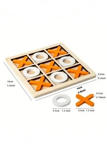 木制井字游戏 | 经典家庭棋盘游戏 | 传统策略游戏，适合成人和亲子互动，优质红木旅行套装，圣诞节， - 彩色 - 查看 3