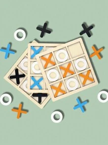 木制井字游戏 | 经典家庭棋盘游戏 | 传统策略游戏，适合成人和亲子互动，优质红木旅行套装，圣诞节， - 彩色 - 查看 2