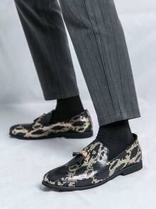 Giày da mũi nhọn nam, giày lười tua rua thời trang thường ngày - màu đen - Xem 5